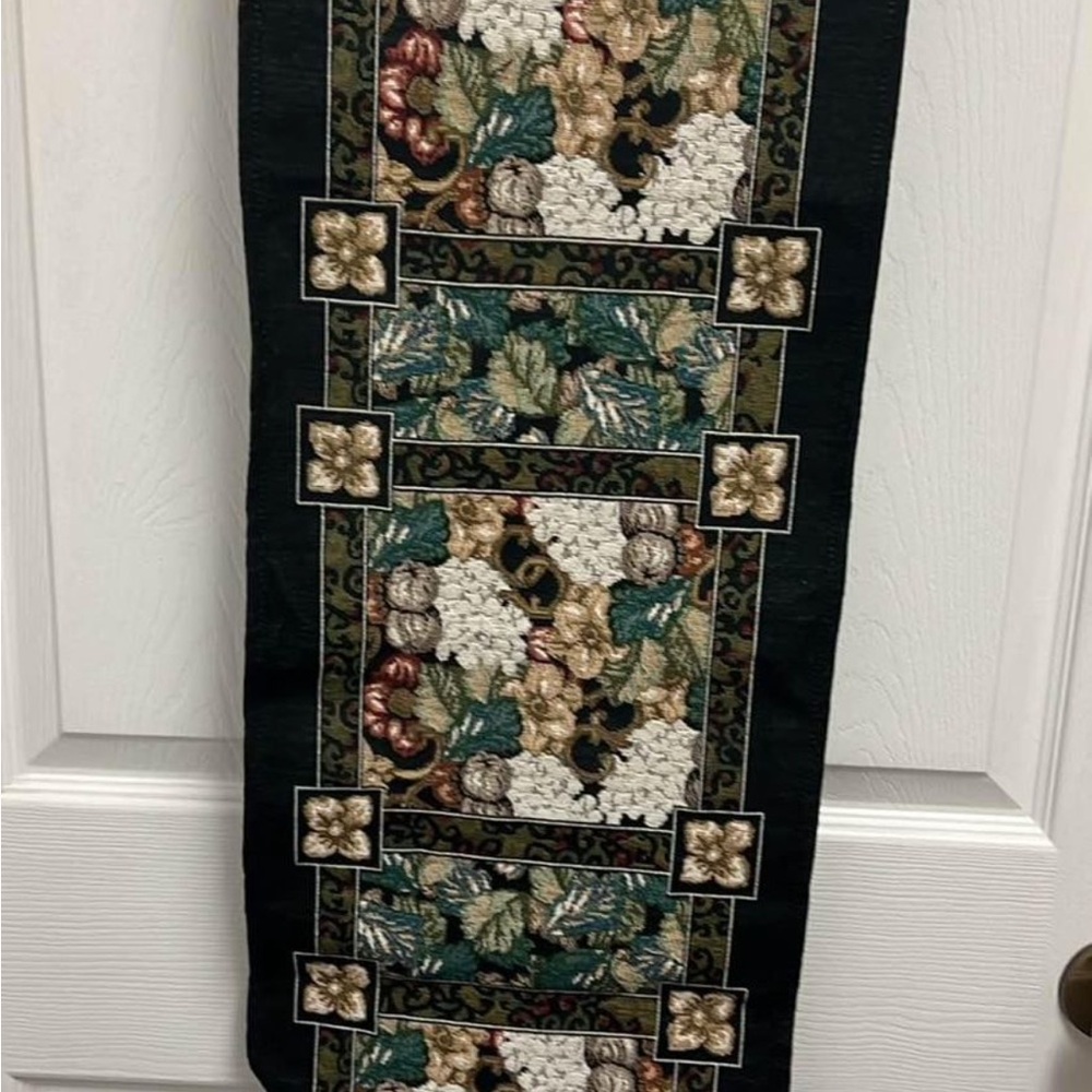 Floral Tapestry Table Runner with tassels  68x12